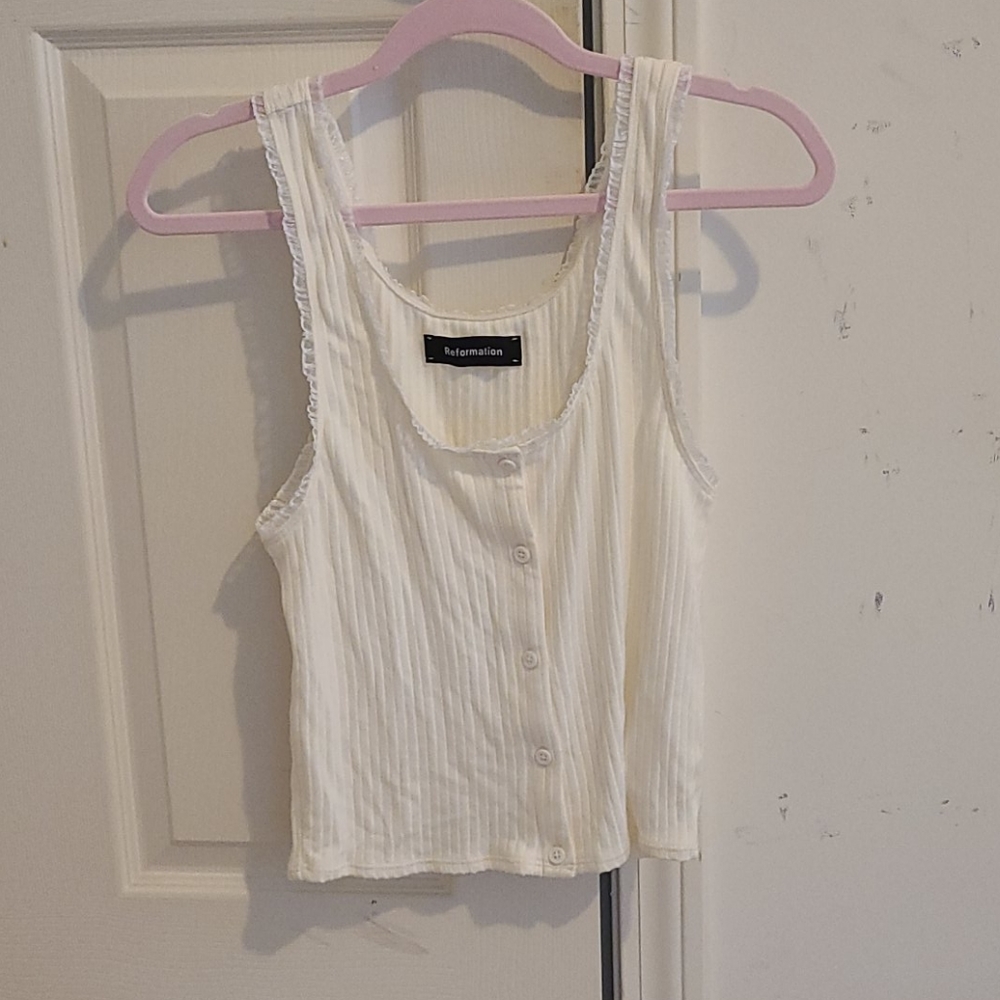 Reformation ivory button up tank size L NWOT